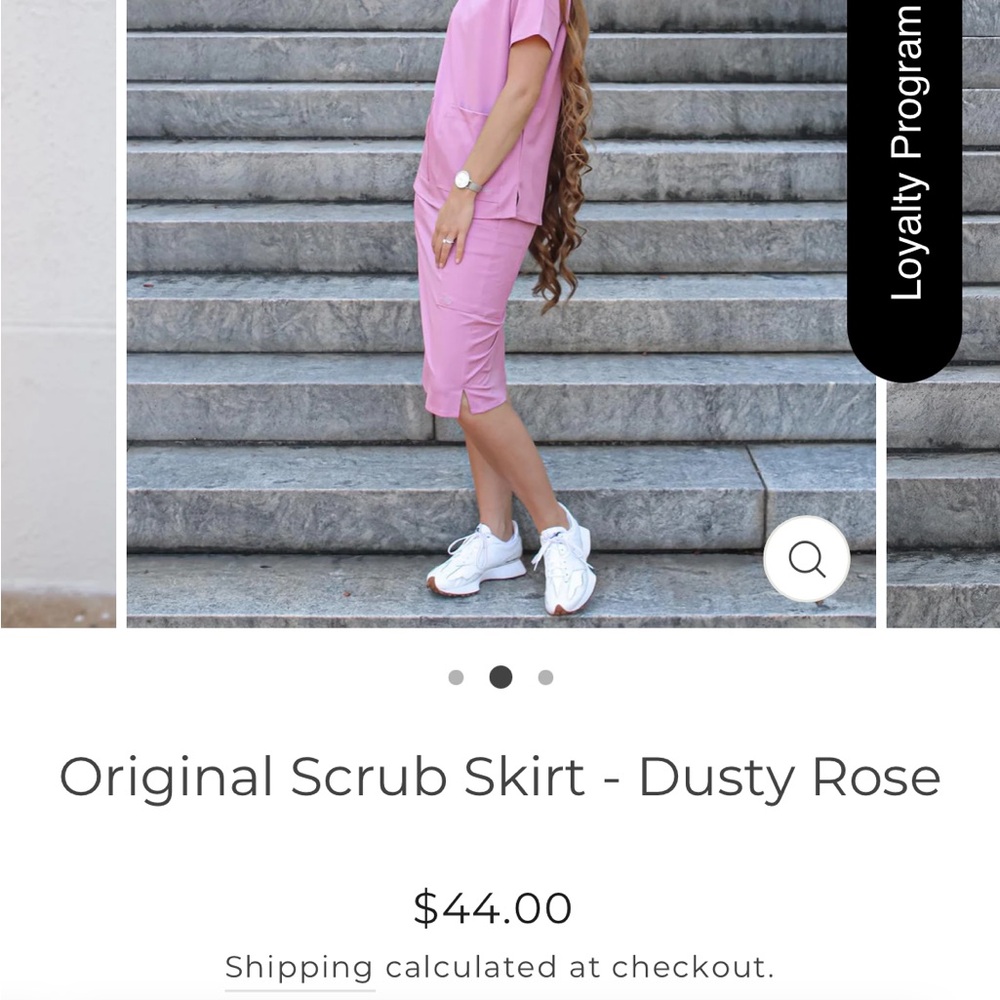 C. Saucy, 2XL, 24.5 length, dusty rose, scrub skirt